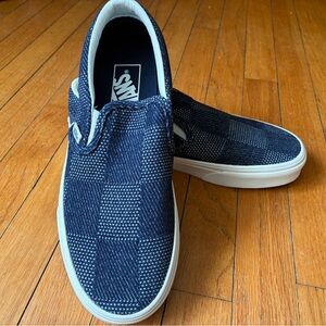 Vans Checkered Slip-On Sneakers-Jean material